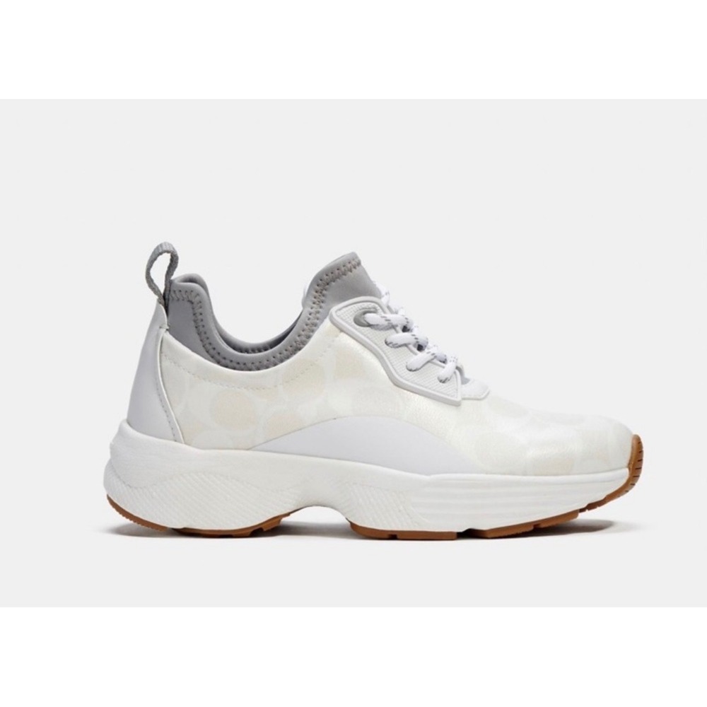 Coach CitySole Court Sneakers White Chalk Signature Monogram C5774 Womens‎ 9B